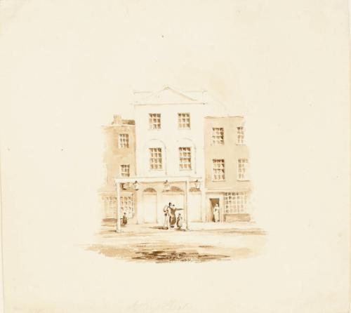 Water color illustration of the exterior of Astley's Theatre