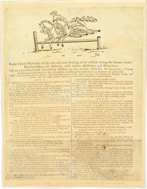 Bill for Astley's Amphitheatre, 1777