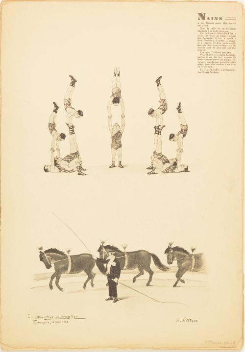 Page from book of illustrated circus acts