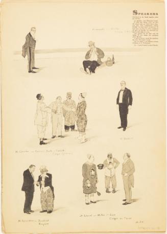 Page from book of illustrated circus acts