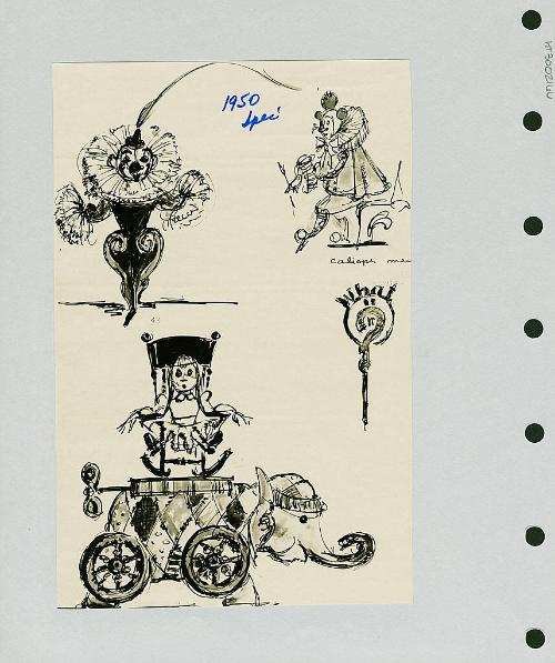 Midget Clown and Wind Up Elephant with Doll