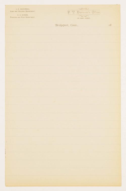 Letterhead from P.T. Barnum's Office