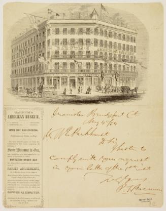 Letter from P.T Barnum to W.E.Parkhurst