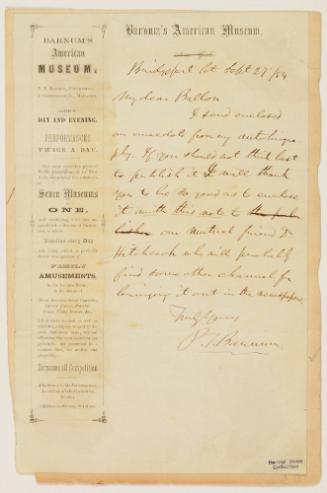 Letter from P.T Barnum to Ballon