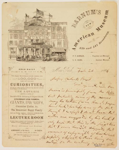 Letter from P.T Barnum to Robert Brant