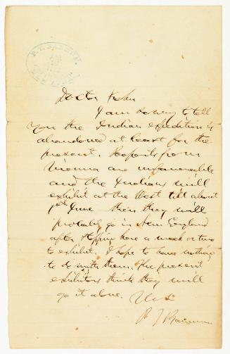 Letter from P.T Barnum to Oscar Kohn