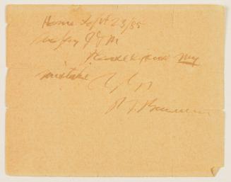 Note from P.T Barnum to Illegible