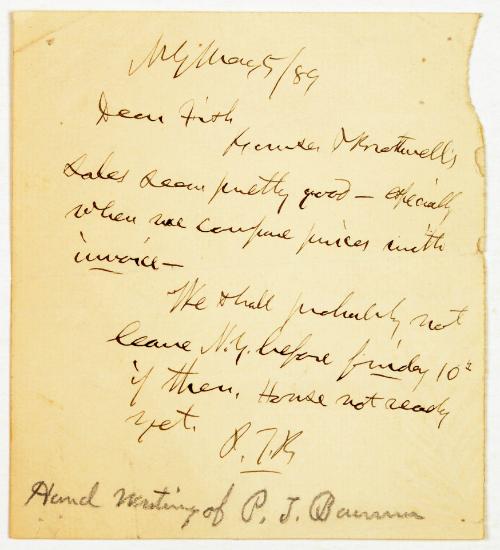 Letter from P.T Barnum to Firth