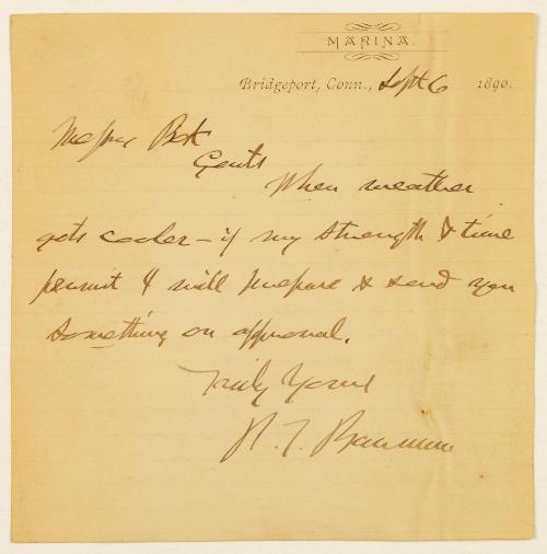 Letter from P.T Barnum to Geuts