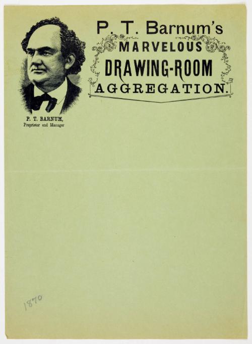 Letterhead from P.T Barnum's Marvelous Drawing-Room Arregation