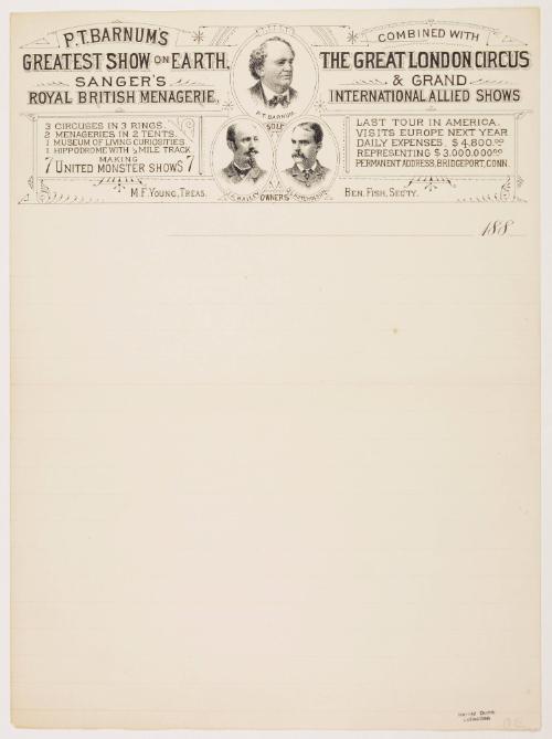 Letterhead from P.T. Barnum's Greatest Show on Earth