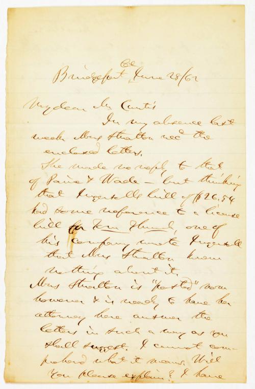 Letter from P.T. Barnum to Curtis