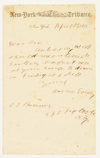 Letter from Horace Greely to P.T. Barnum