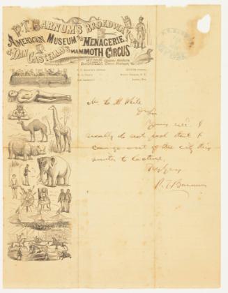 Letter from P.T. Barnum to C.M. White