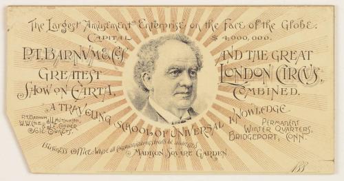 Letterhead from P.T. Barnum's Greatest Show on Earth and the Great London Circus Combined