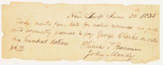 Letter from P.T. Barnum and John Moody to George Clarke