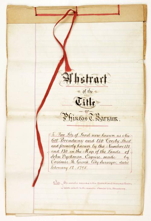 Abstract of title of Barnum New York property to be mortgaged