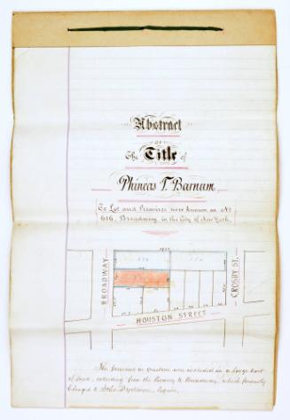 Abstract of title of Barnum New York property to be mortgaged