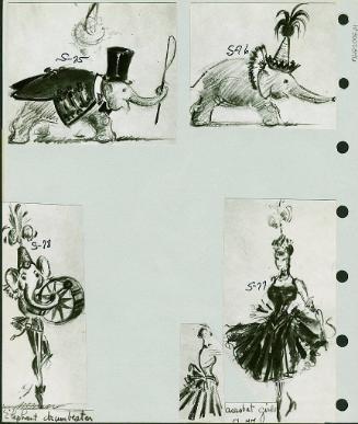 Ringmaster and Clown Elephants, Acrobat Girls, and Elephant Drummer