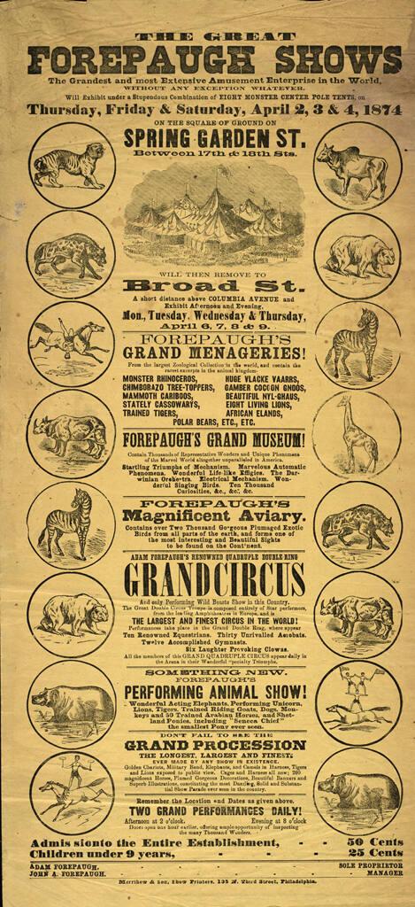 Adam Forepaugh: April 2-9, 1874