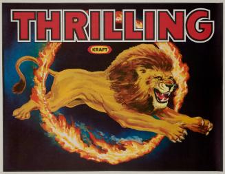 Promotional Circus poster with Kraft Logo: THRILLING (Lion)