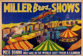 Miller Bros. Shows: Miss Bonno, Only Girl in the World Shot from a Cannon