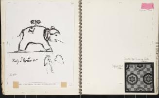 Sketch and Swatch for Baby Elephants and Design for Chinese Doll's Kimono