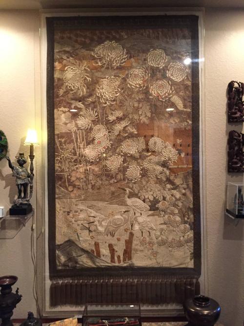 Wall hanging with chrysanthemum and birds