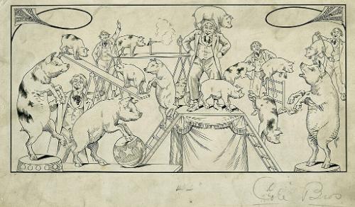 Cole Bros.: Clown and Pig Act