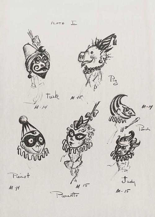 Turk & Pig, Pierrot & Pierrette and Punch & Judy False Heads