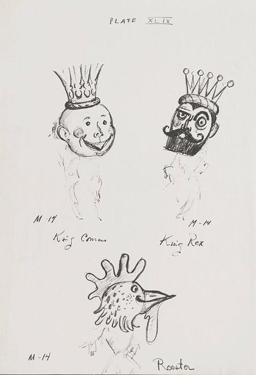 King Comus, King Rex and Rooster Flase Heads