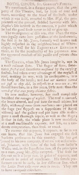 ROYAL CIRCUS, St. George's Fields.
