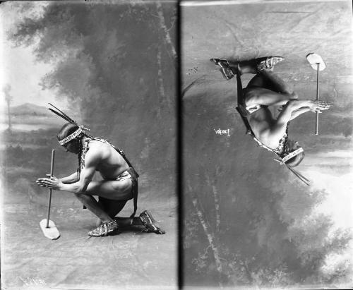 Double Portrait of Tendehoe Lighting a Fire