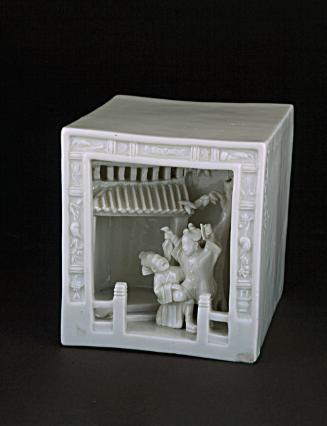 Cube with theatrical scene