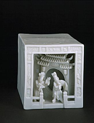 Cube with theatrical scene