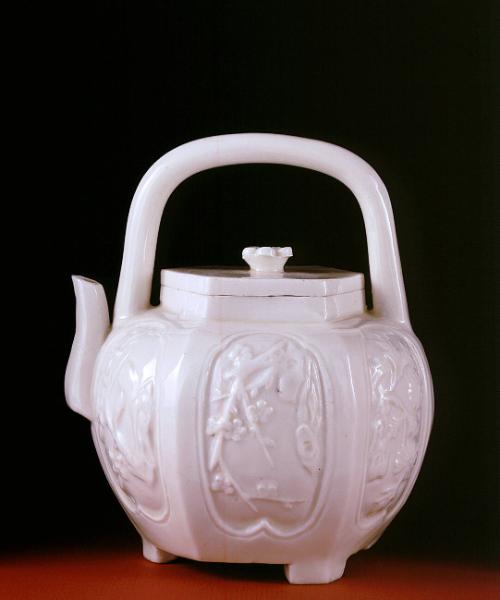 Wine pot and lid (with molded plant designs)