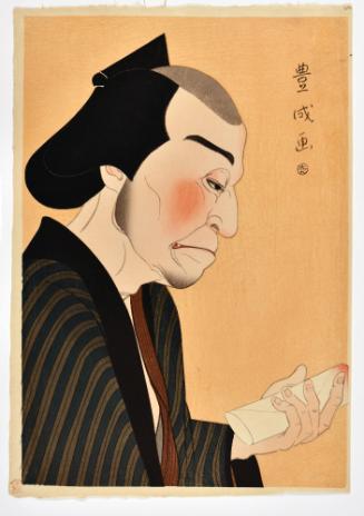 Onoe Matsusuke IV as Gorōji in Kagatobi, from an untitled series known as “Flowers of the Theater” 
