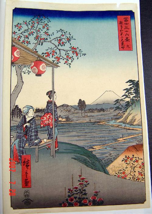 The View of Fuji from the Teahouse at Zōshigaya, from the series Thirty-six Views of Mount Fuji