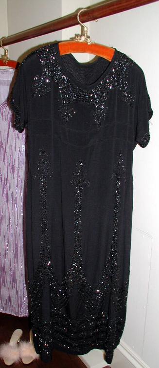 Black silk beaded dress
