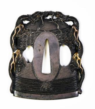 Tsuba in the form of a Temple Bell with Flaming Dragon (Dōjōji)
