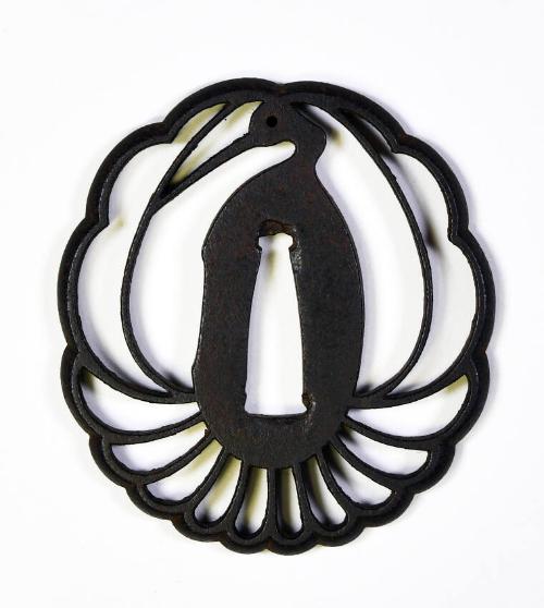Tsuba with Openwork Design of a Dancing Crane