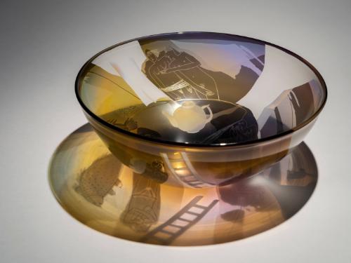 Design and coldwork by Ann Wolff Swedish, born Germany, 1937
Glass blank fabricated by Wilke A…