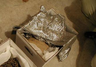 Gold and white metal mesh