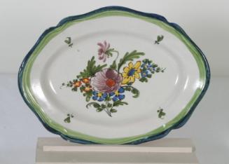 Blue Border Pottery-Small Oval Serving Dish