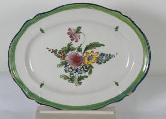 Blue Border Pottery-Medium Oval Serving Dish