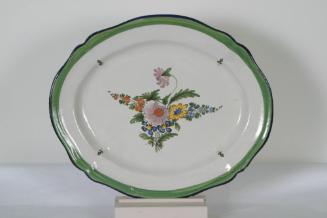 Blue Border Pottery-Large Oval Serving Dish