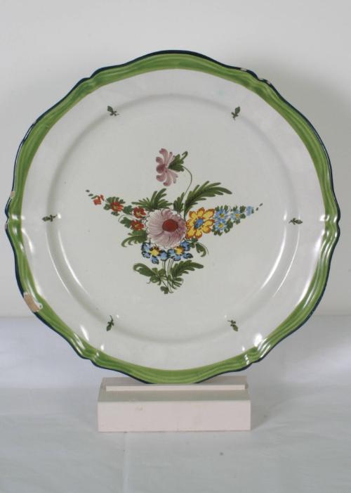 Blue Border Pottery-Large Round Serving Dish