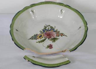 Blue Border Pottery-Large Round Dish