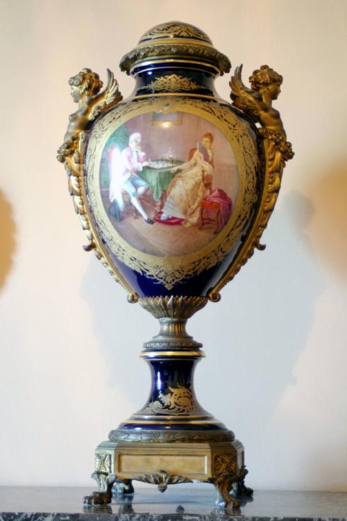Sèvres Ormolu-Mounted Bleu-de-Roi Ovoid Vase