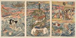 Katsukawa Shuntei (Japanese, 1770 – 1824)
Tamatori-hime Stealing the Jewel from the Palace of …